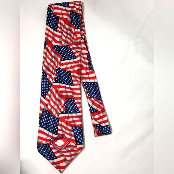 Harley-Davidson American Waiving Flag Repeat 100% Silk Tie - Picture 1 of 7